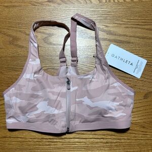 Women’s Athleta Pink Camo Zip Sports Bra Size S
